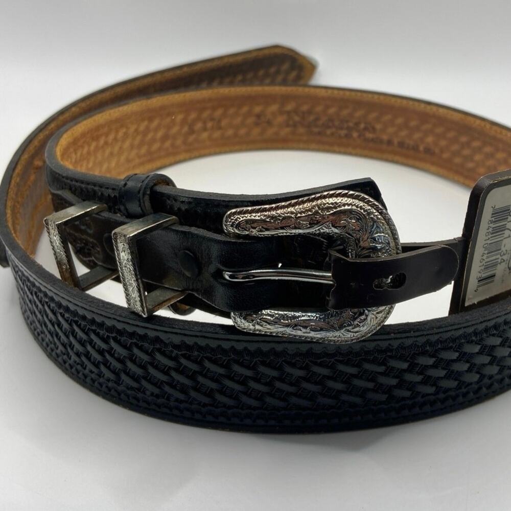 Nocona Belt Co. Mens Black Leather Western Belt Size 32 Made in Texas USA NWT